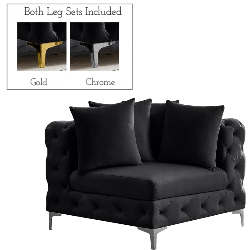 Meridian Furniture Tremblay Black Velvet Corner Chair