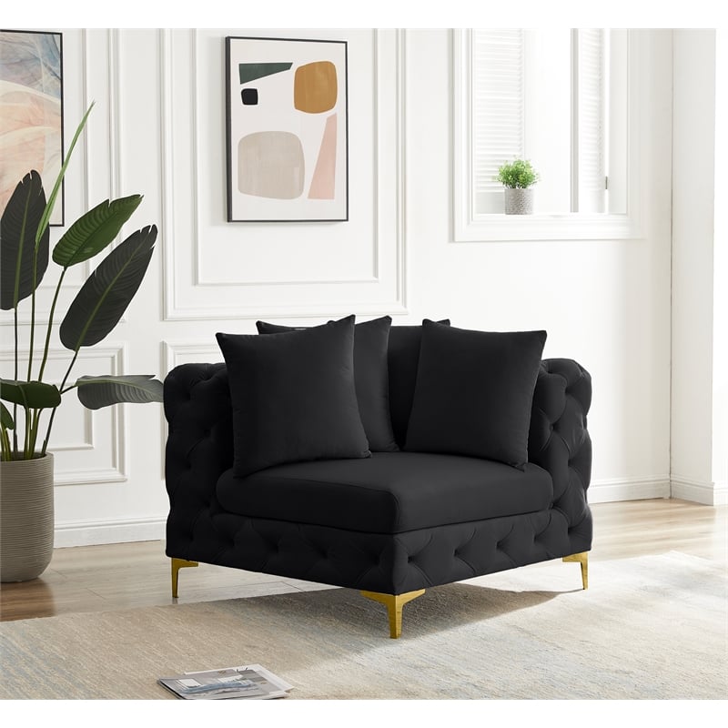 Meridian Furniture Tremblay Black Velvet Corner Chair