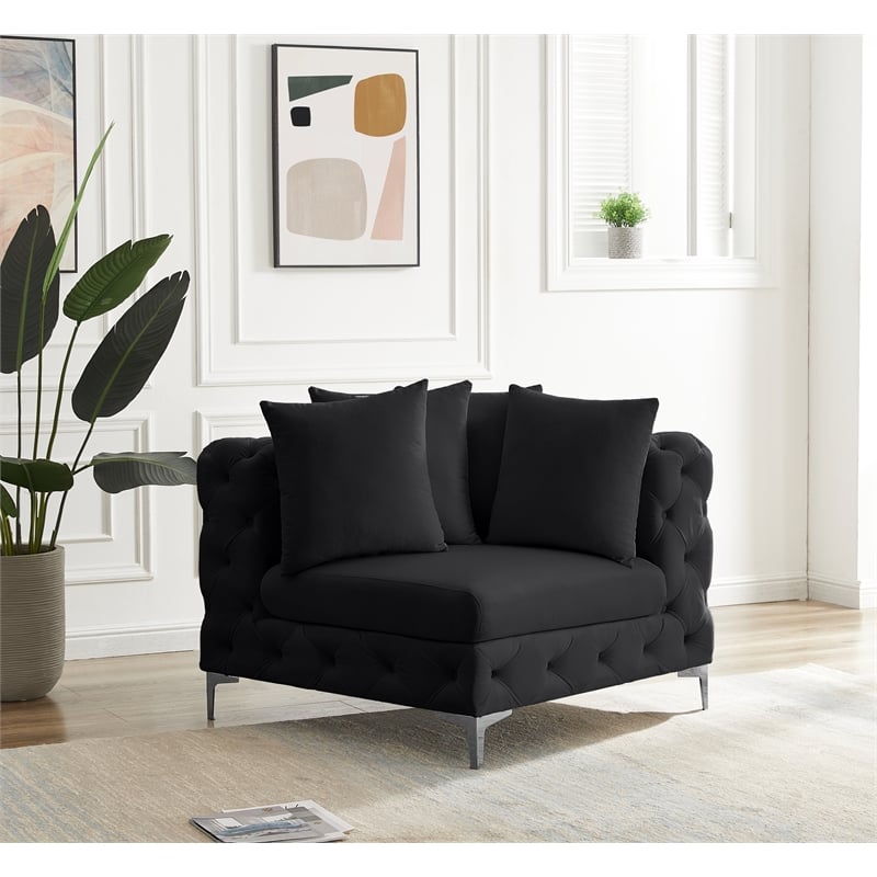 Meridian Furniture Tremblay Black Velvet Corner Chair