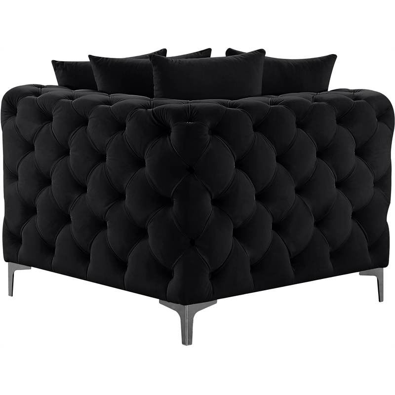 Meridian Furniture Tremblay Black Velvet Corner Chair