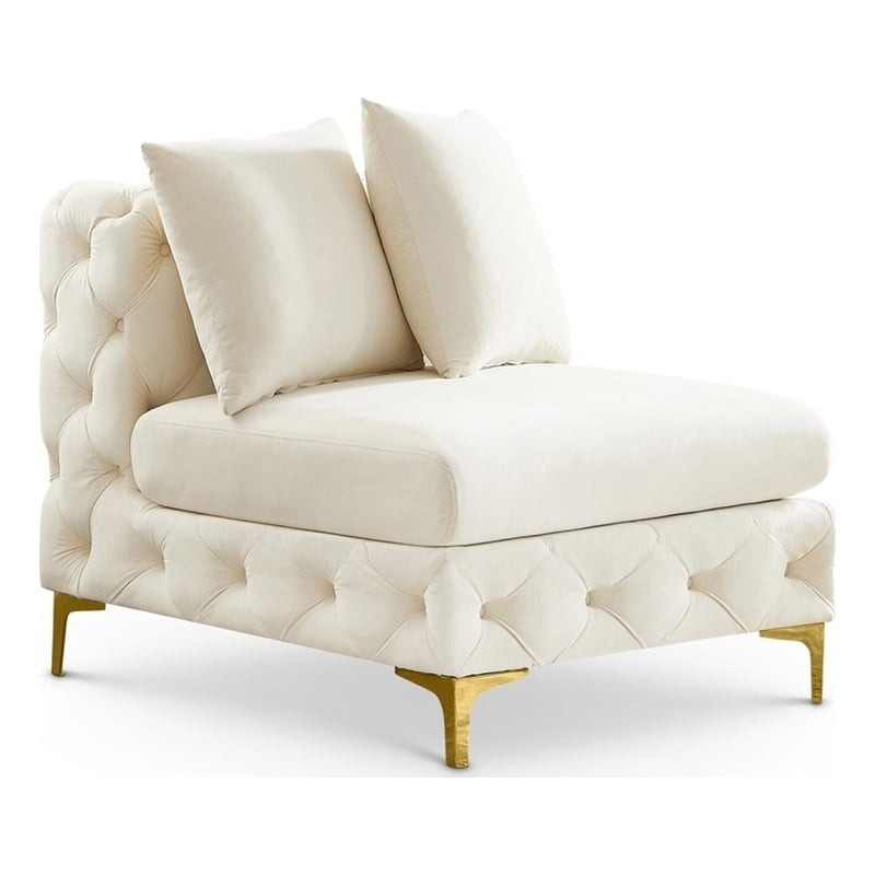 Meridian Furniture Tremblay Cream Velvet Armless Chair