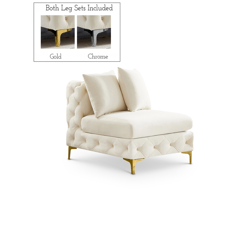 Meridian Furniture Tremblay Cream Velvet Armless Chair