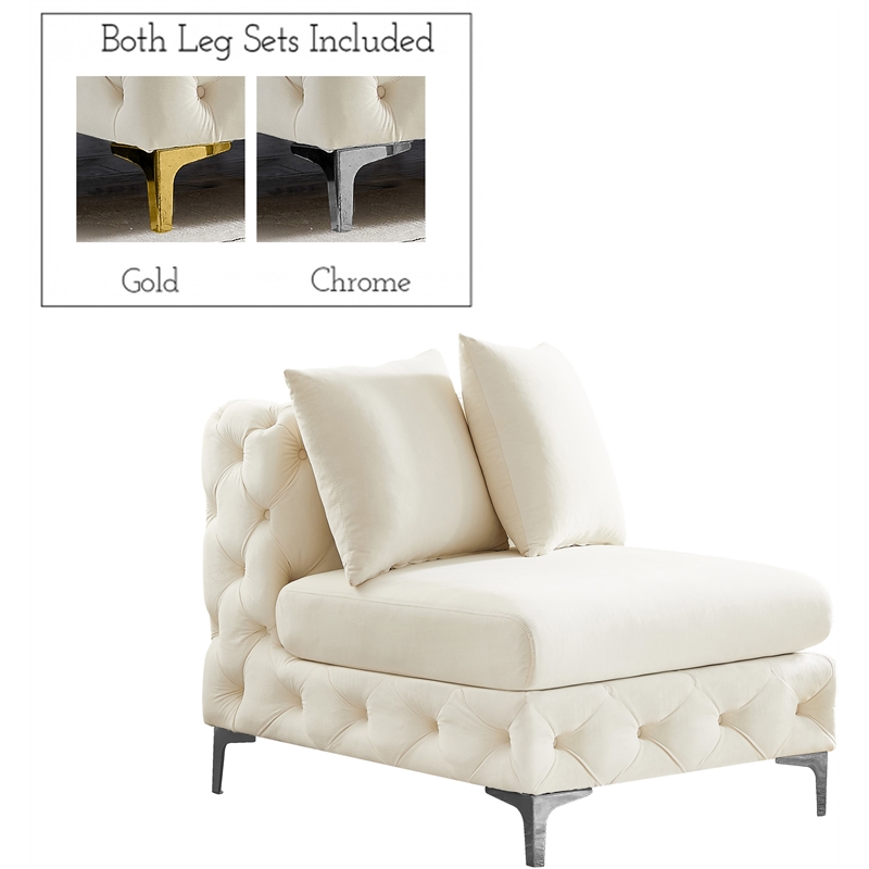 Meridian Furniture Tremblay Cream Velvet Armless Chair