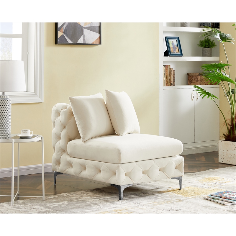 Meridian Furniture Tremblay Cream Velvet Armless Chair