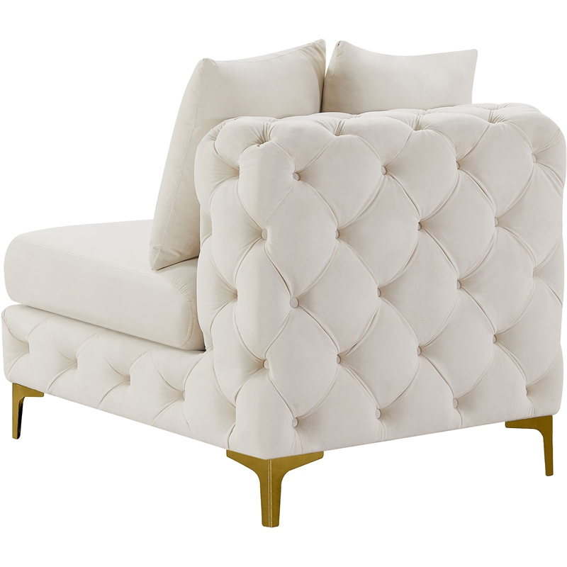 Meridian Furniture Tremblay Cream Velvet Armless Chair