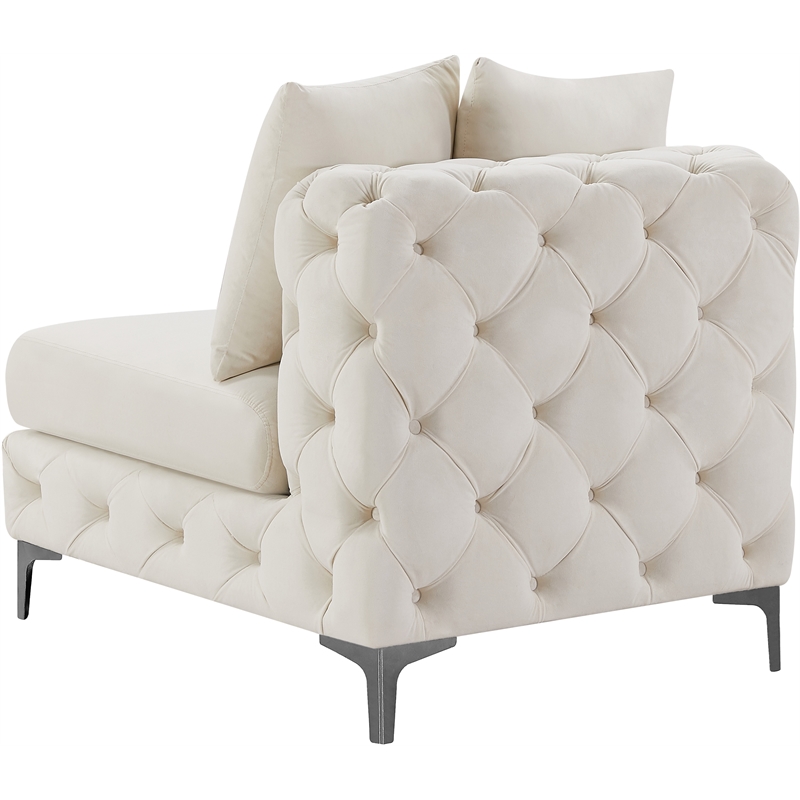 Meridian Furniture Tremblay Cream Velvet Armless Chair
