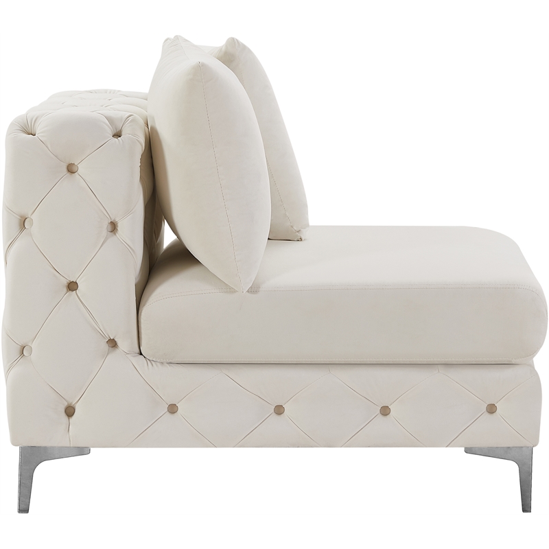 Meridian Furniture Tremblay Cream Velvet Armless Chair