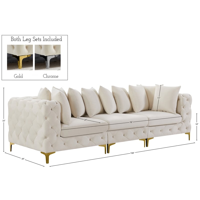 Meridian Furniture Tremblay Cream Velvet Modular Sofa
