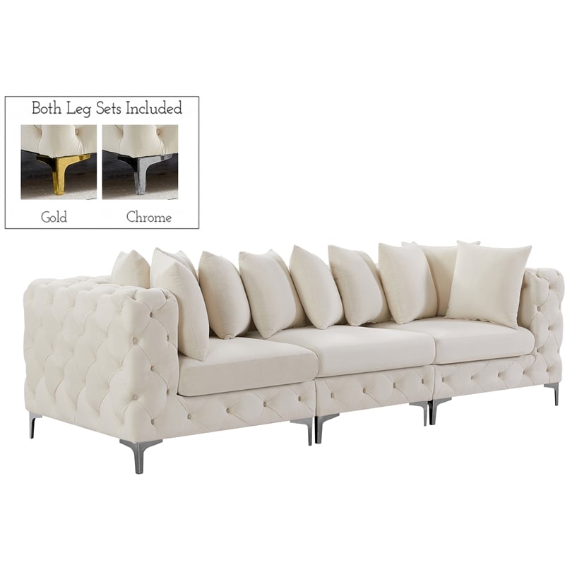 Meridian Furniture Tremblay Cream Velvet Modular Sofa