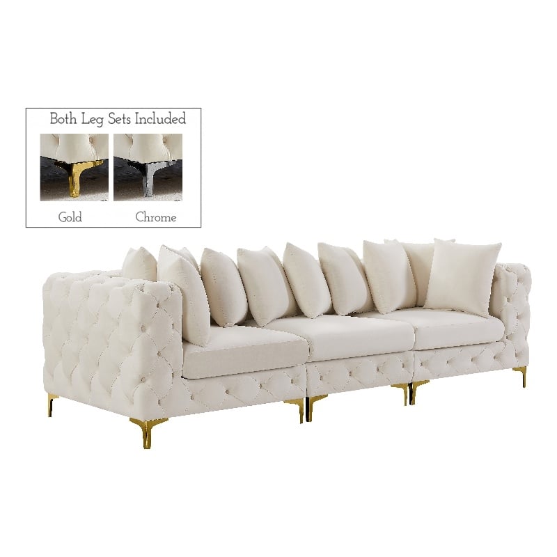 Meridian Furniture Tremblay Cream Velvet Modular Sofa