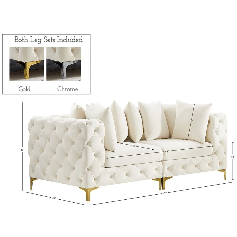 Meridian Furniture Tremblay Cream Velvet Modular Sofa