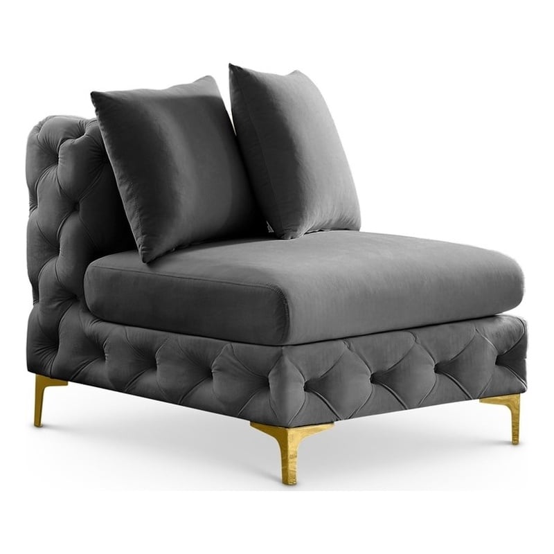 Meridian Furniture Tremblay Grey Velvet Armless Chair