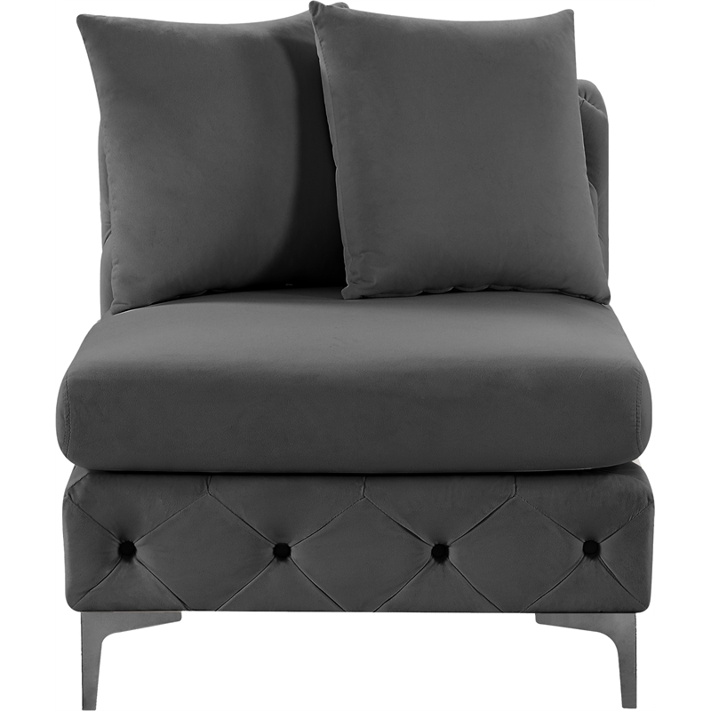 Meridian Furniture Tremblay Grey Velvet Armless Chair