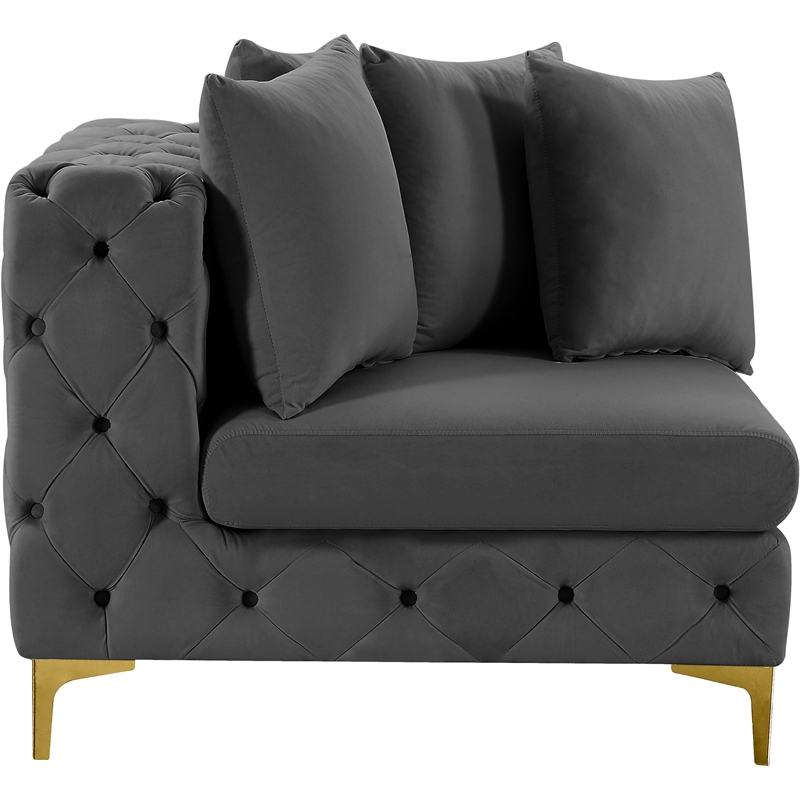Meridian Furniture Tremblay Grey Velvet Corner Chair