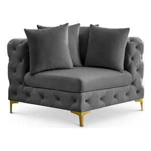 Meridian Furniture Tremblay Grey Velvet Corner Chair