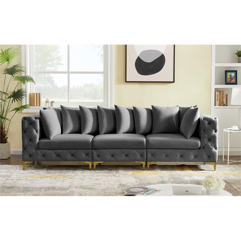 Meridian Furniture Tremblay Grey Velvet Modular Sofa