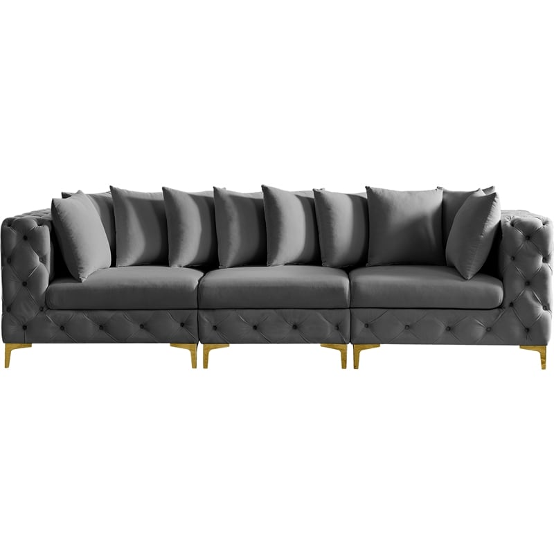 Meridian Furniture Tremblay Grey Velvet Modular Sofa
