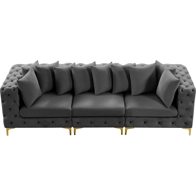 Meridian Furniture Tremblay Grey Velvet Modular Sofa