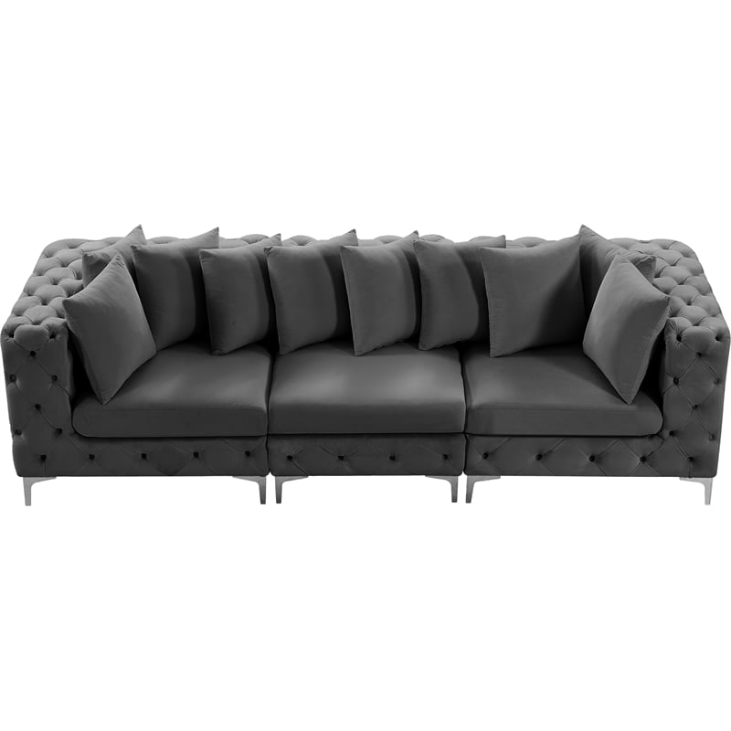 Meridian Furniture Tremblay Grey Velvet Modular Sofa
