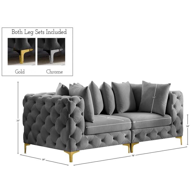 Meridian Furniture Tremblay Grey Velvet Modular Sofa