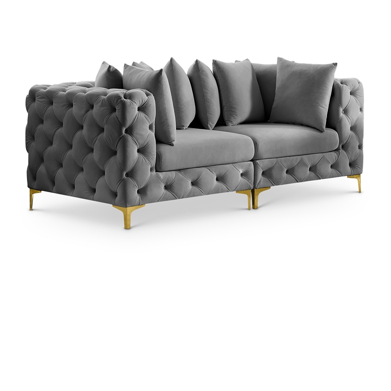 Meridian Furniture Tremblay Grey Velvet Modular Sofa