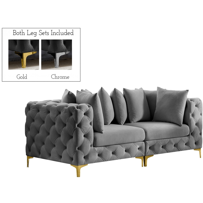 Meridian Furniture Tremblay Grey Velvet Modular Sofa