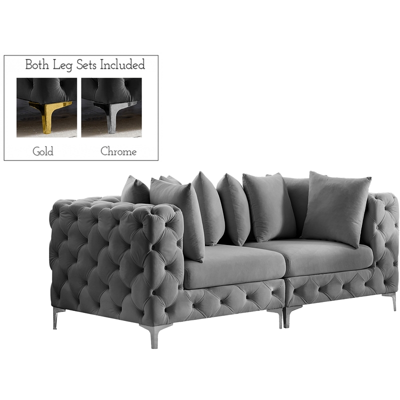 Meridian Furniture Tremblay Grey Velvet Modular Sofa