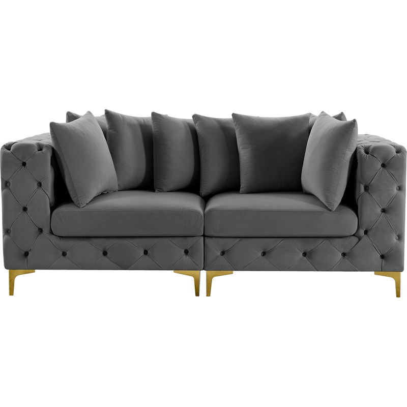 Meridian Furniture Tremblay Grey Velvet Modular Sofa