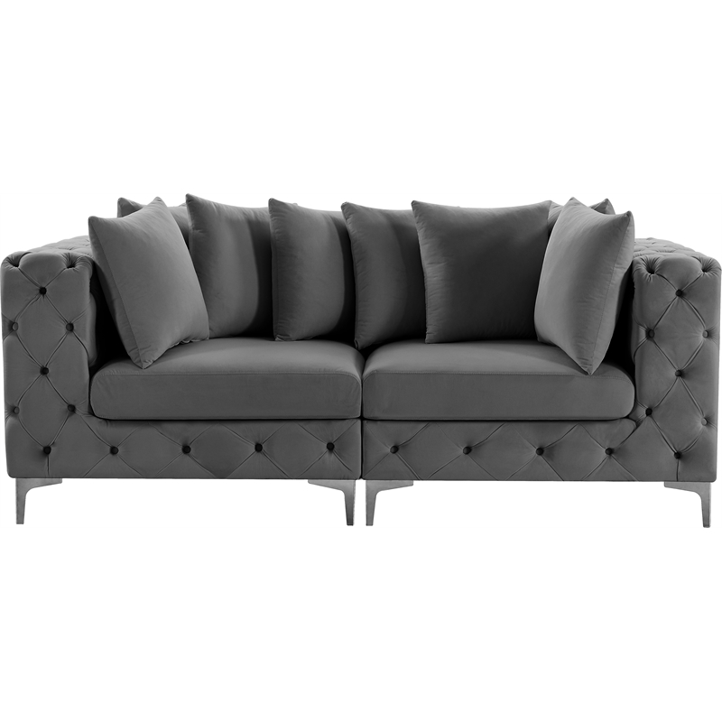 Meridian Furniture Tremblay Grey Velvet Modular Sofa