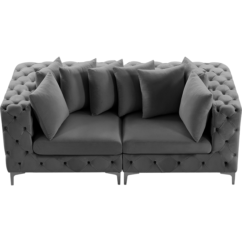 Meridian Furniture Tremblay Grey Velvet Modular Sofa