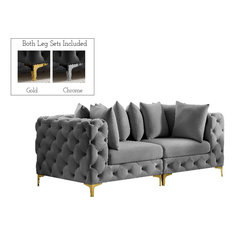 Meridian Furniture Tremblay Grey Velvet Modular Sofa