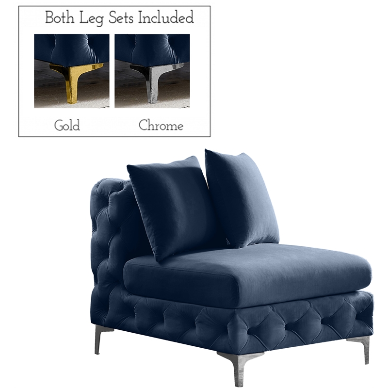 Meridian Furniture Tremblay Navy Velvet Armless Chair
