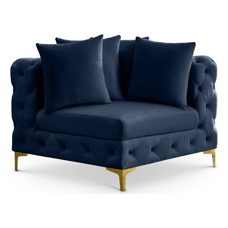 Meridian Furniture Tremblay Navy Velvet Corner Chair