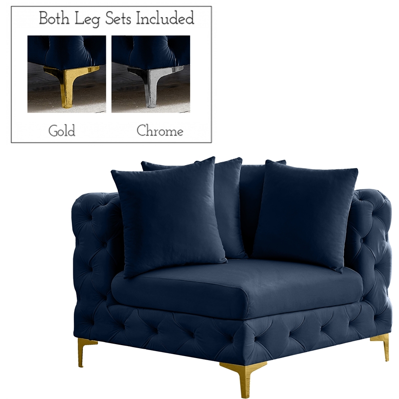 Meridian Furniture Tremblay Navy Velvet Corner Chair