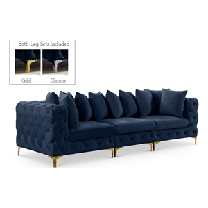 Meridian Furniture Tremblay Navy Velvet Modular Sofa