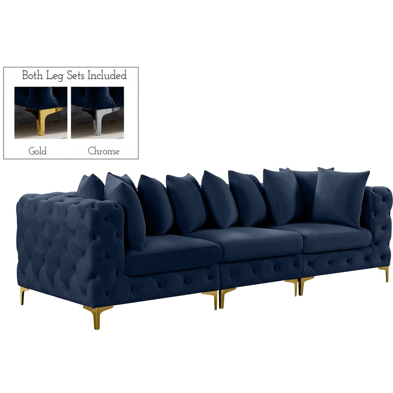 Meridian Furniture Tremblay Navy Velvet Modular Sofa