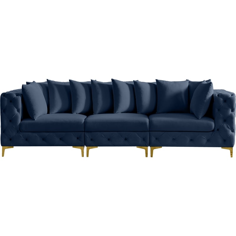 Meridian Furniture Tremblay Navy Velvet Modular Sofa
