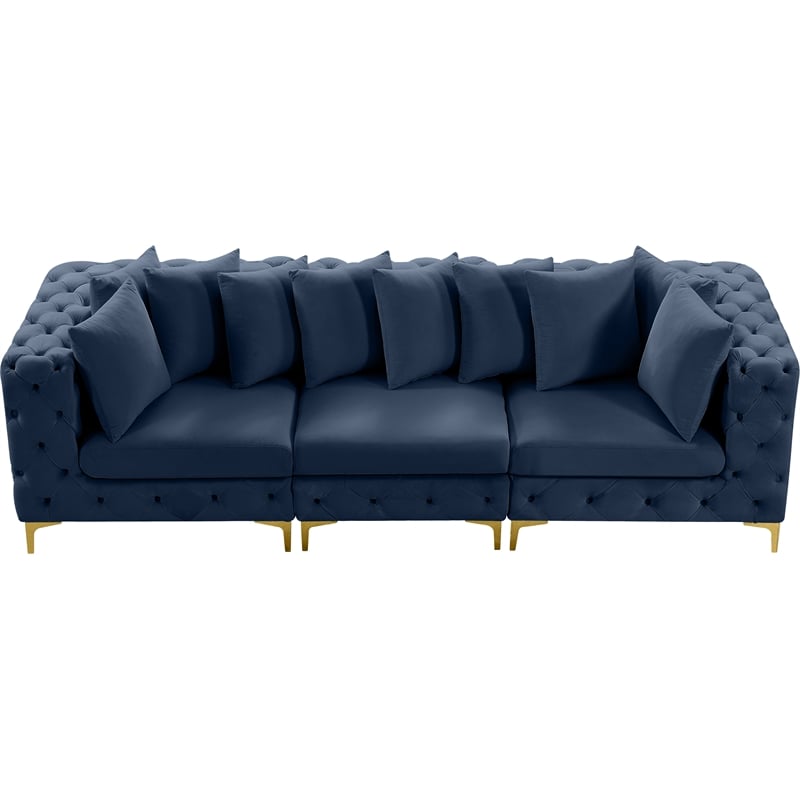 Meridian Furniture Tremblay Navy Velvet Modular Sofa