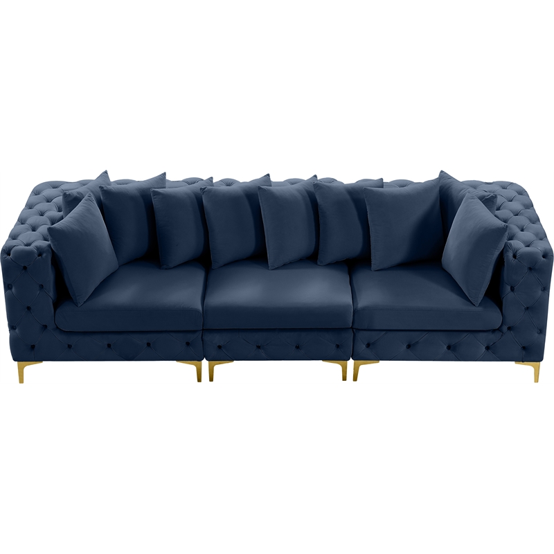 Meridian Furniture Tremblay Navy Velvet Modular Sofa