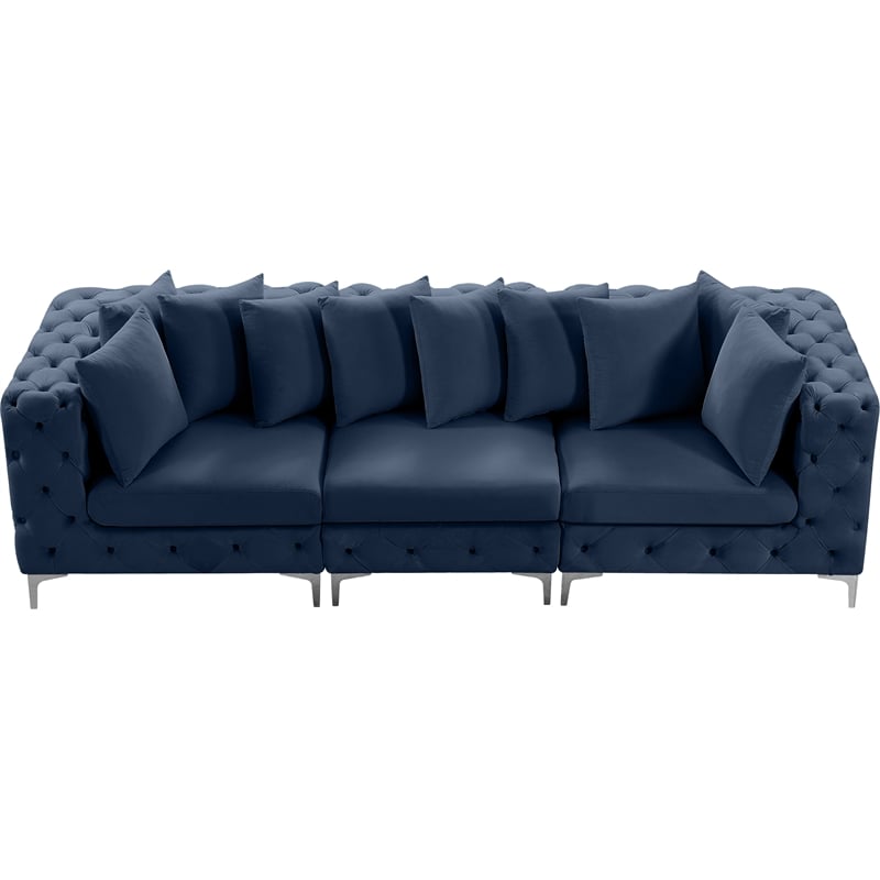 Meridian Furniture Tremblay Navy Velvet Modular Sofa