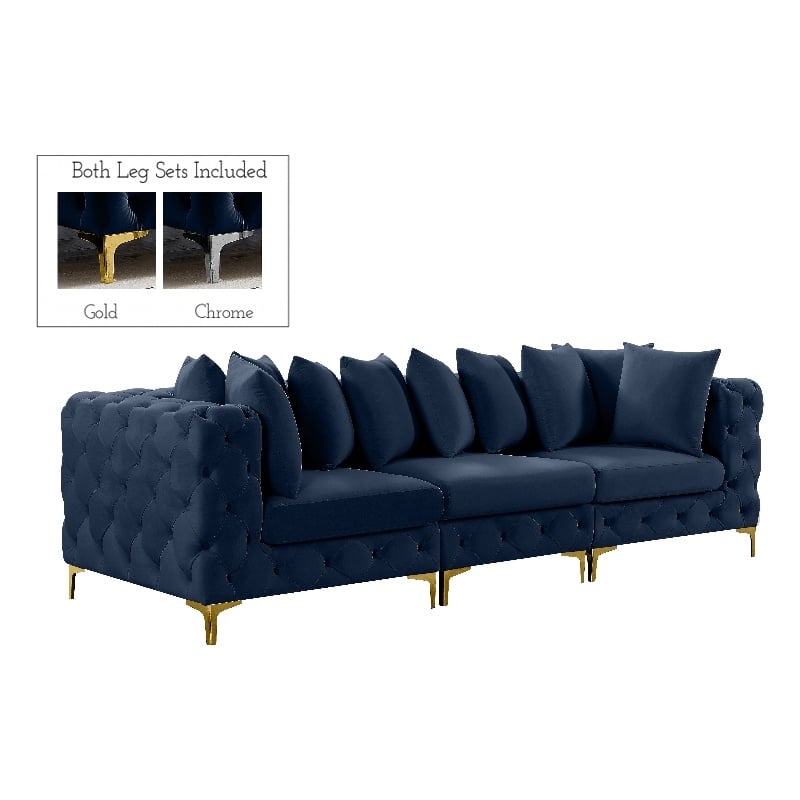 Meridian Furniture Tremblay Navy Velvet Modular Sofa