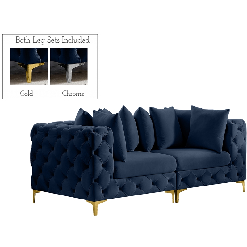 Meridian Furniture Tremblay Navy Velvet Modular Sofa