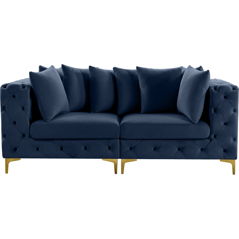 Meridian Furniture Tremblay Navy Velvet Modular Sofa