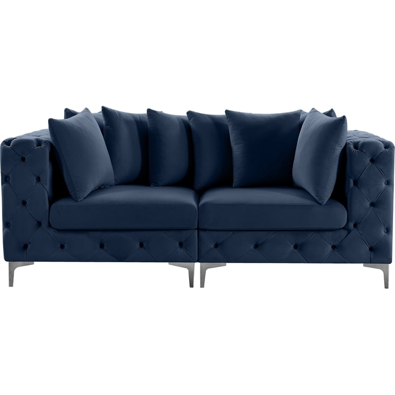 Meridian Furniture Tremblay Navy Velvet Modular Sofa