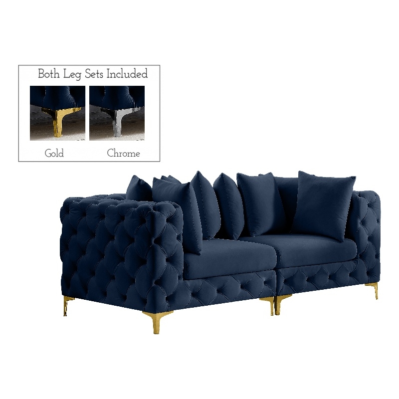 Meridian Furniture Tremblay Navy Velvet Modular Sofa