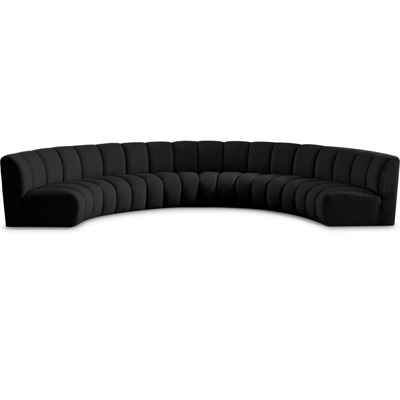 Meridian Furniture Infinity Black Boucle Fabric 6pc. Modular Sectional
