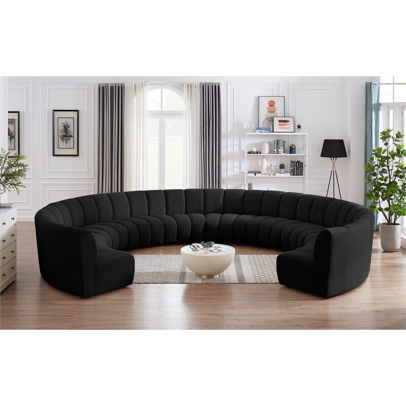 Meridian Furniture Infinity Black Boucle Fabric 10pc. Modular Sectional