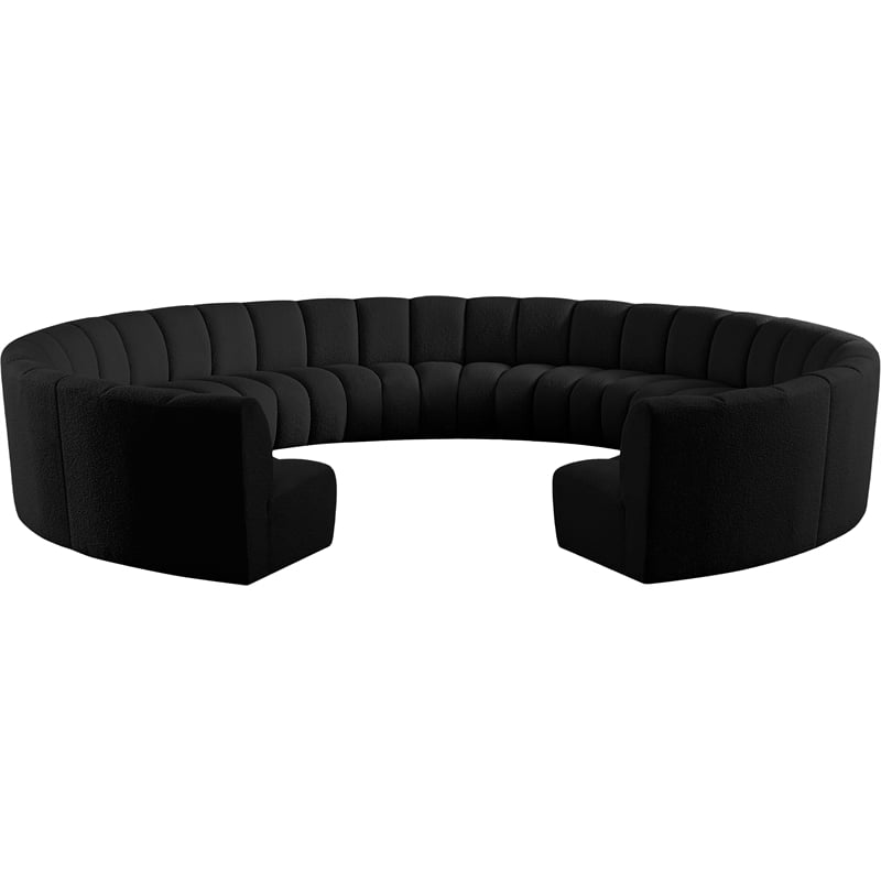 Meridian Furniture Infinity Black Boucle Fabric 11pc. Modular Sectional