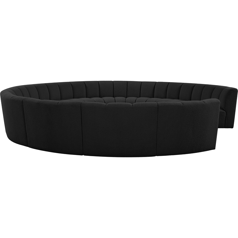 Meridian Furniture Infinity Black Boucle Fabric 11pc. Modular Sectional