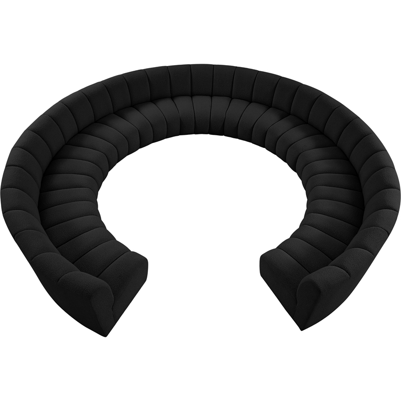 Meridian Furniture Infinity Black Boucle Fabric 11pc. Modular Sectional